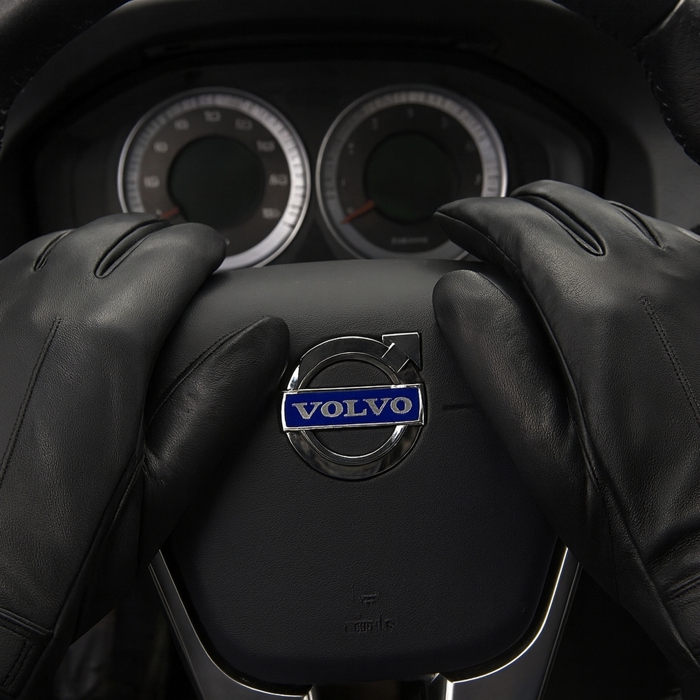 Men's Black Leather Driving Gloves Genuine Sheepskin Lined, Touchscreen Sz Large - Picture 5 of 8